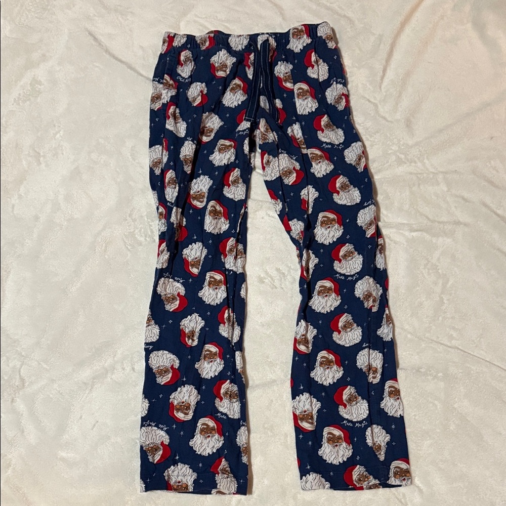 Old Navy womans Santa Print Pajama Bottoms - Navy
